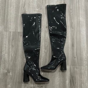 NWOT - ‘Cosette’ OTK Boots - Black Patent